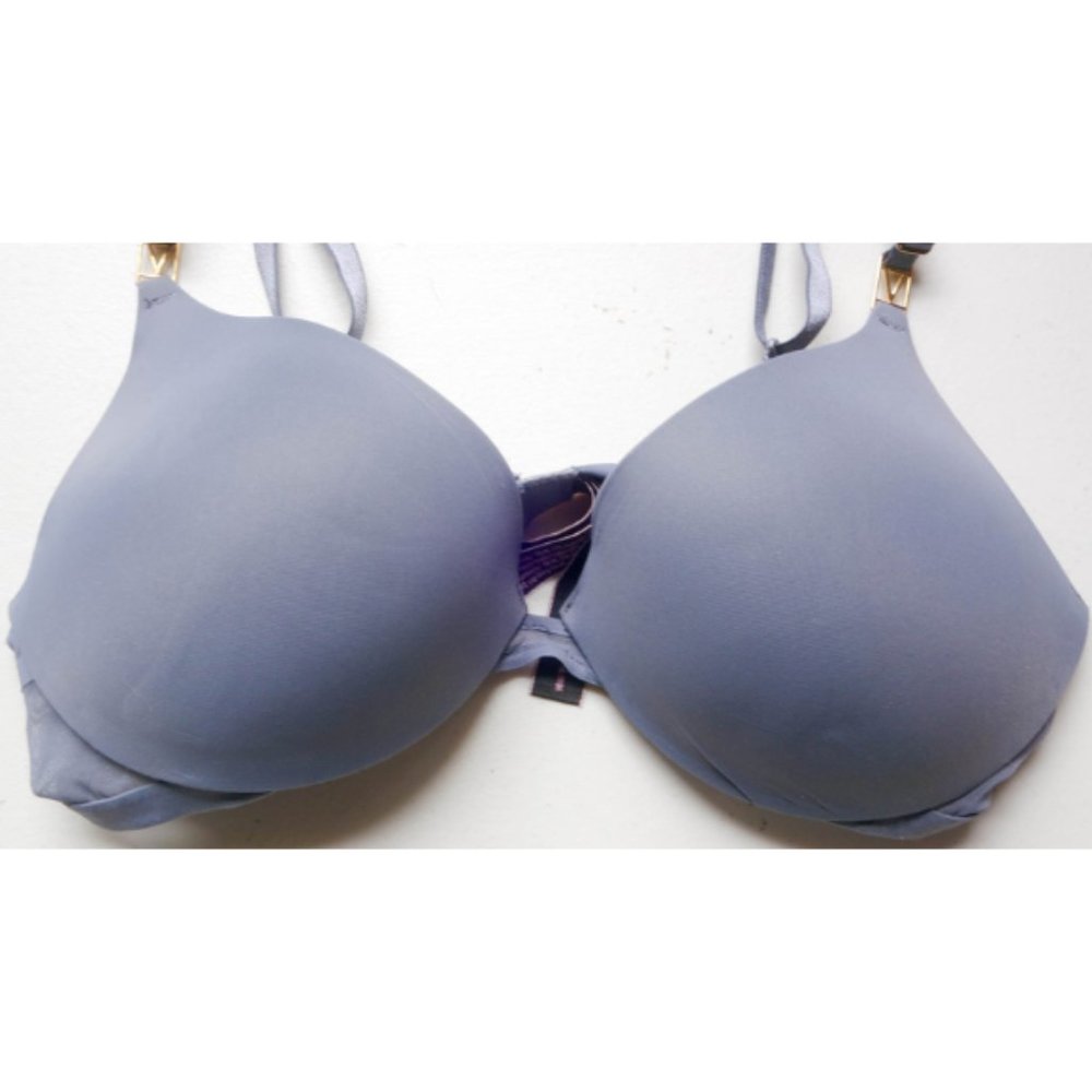 Victoria's Secret Uplift Plunge Bra Gray Blue Size 34D